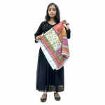 Georgette Yoke Pleated Dress with Glass Work and Pakistani Dupatta Set